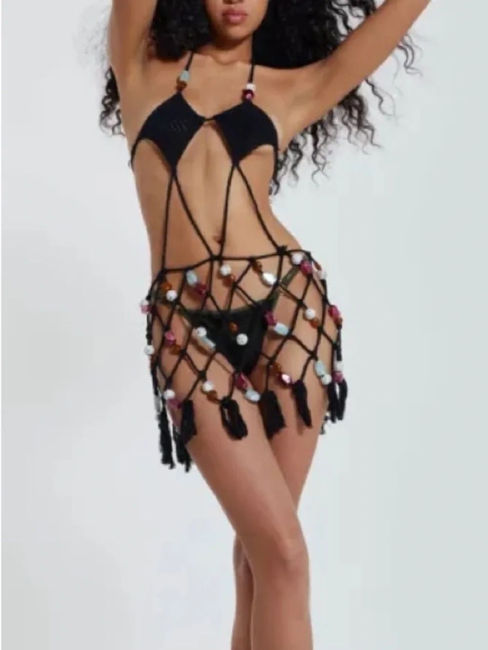 RARE JADED LONDON Dusk Macrame Mini Dress
